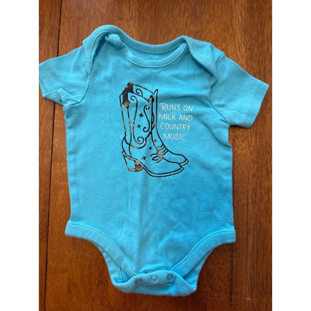 Baby Western Onesie 0–3 Months Blue Country Music Cowgirl Bodysuit
